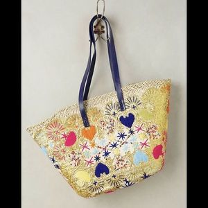 House of Perna Straw Tote Bag Leather Strap